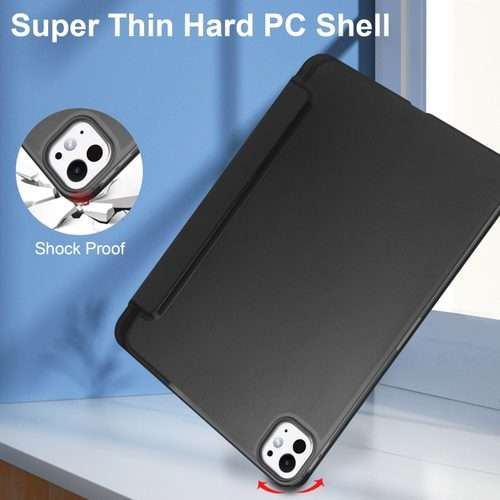 For iPad Pro 13 2025 / 2024 3-fold Semi-transparent Frosted Smart Leather Tablet Case(Black)