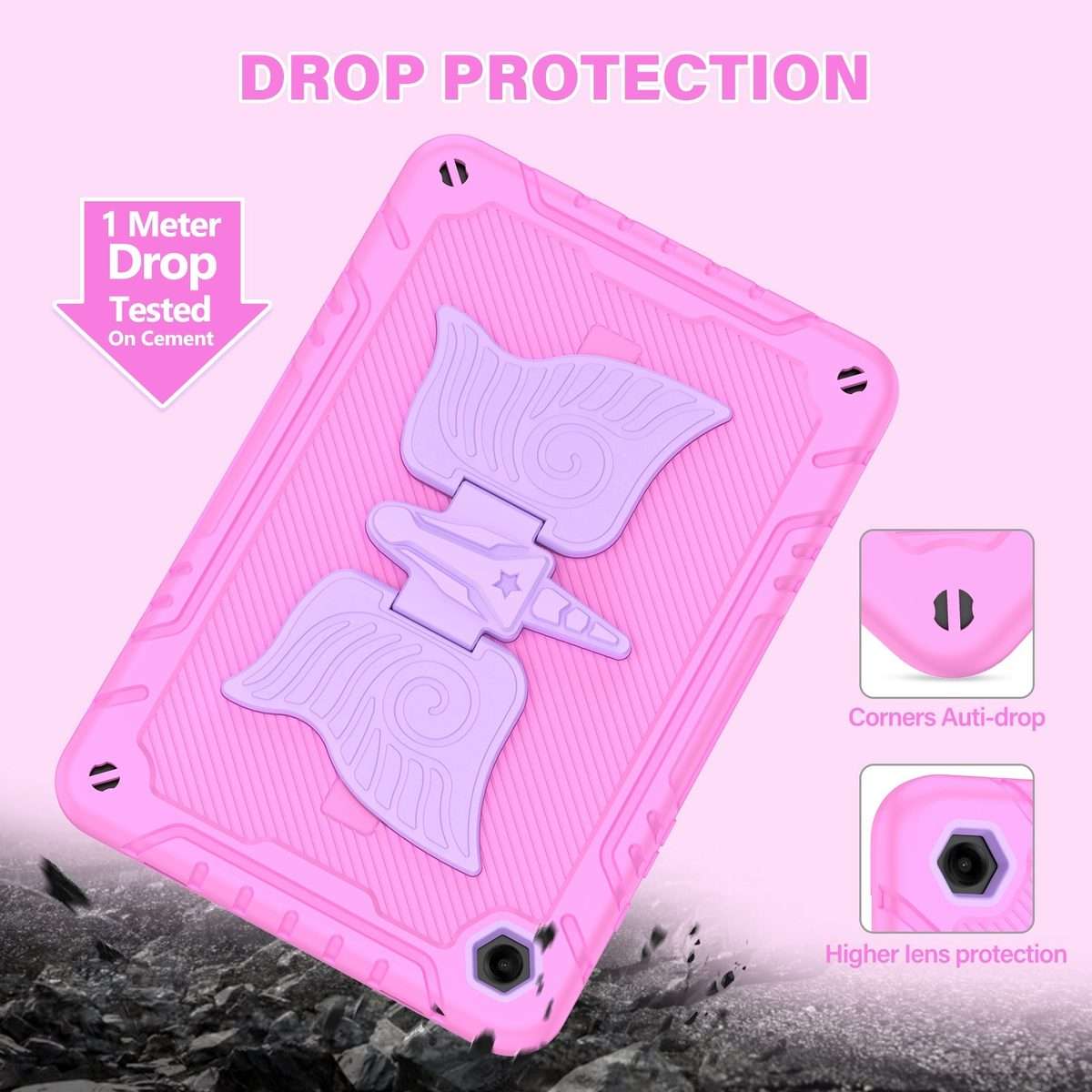 For Samsung Galaxy A9+ Kickstand PC Hybrid Silicone Tablet Case(Pink Purple)