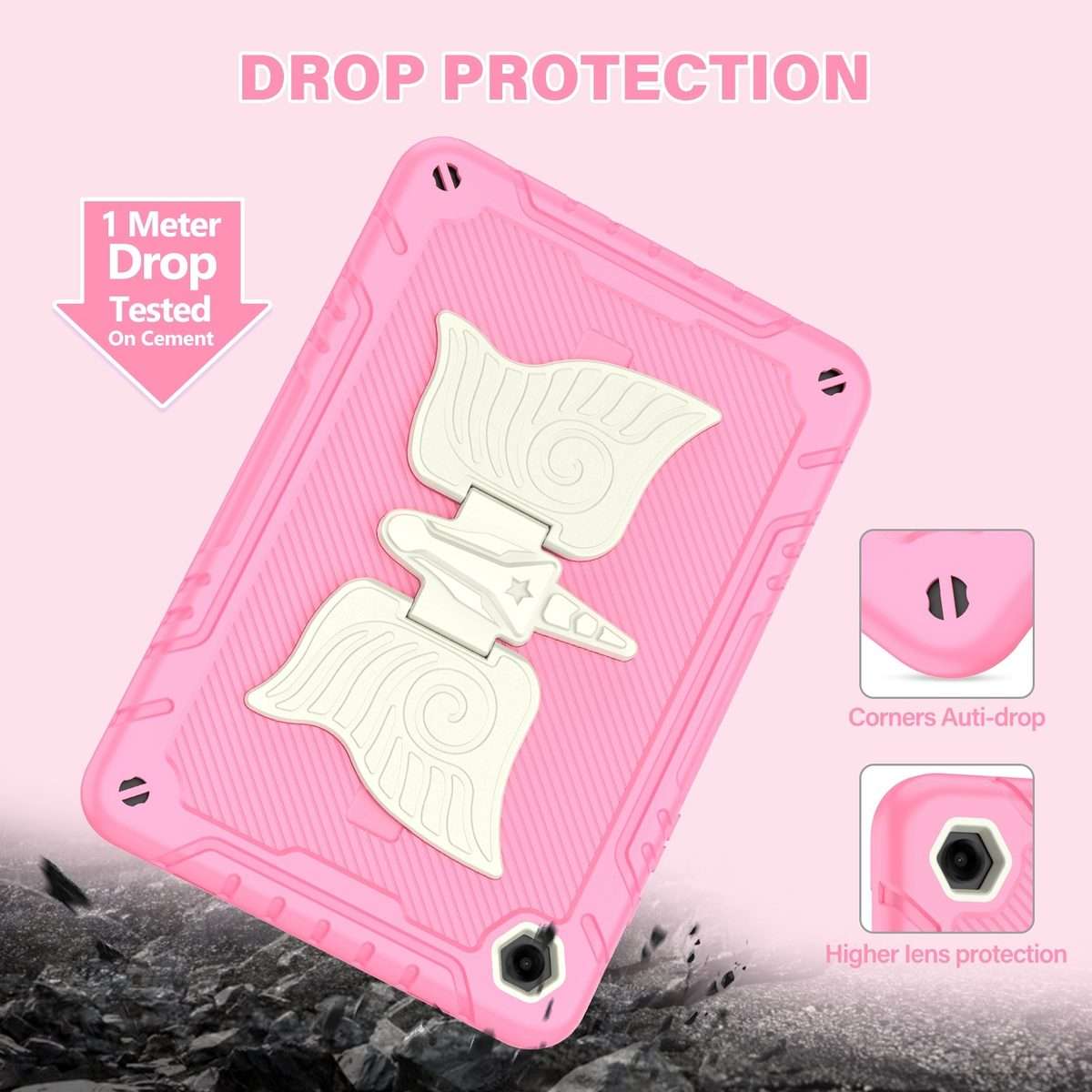 For Samsung Galaxy A9+ Kickstand PC Hybrid Silicone Tablet Case(Beige Pink)