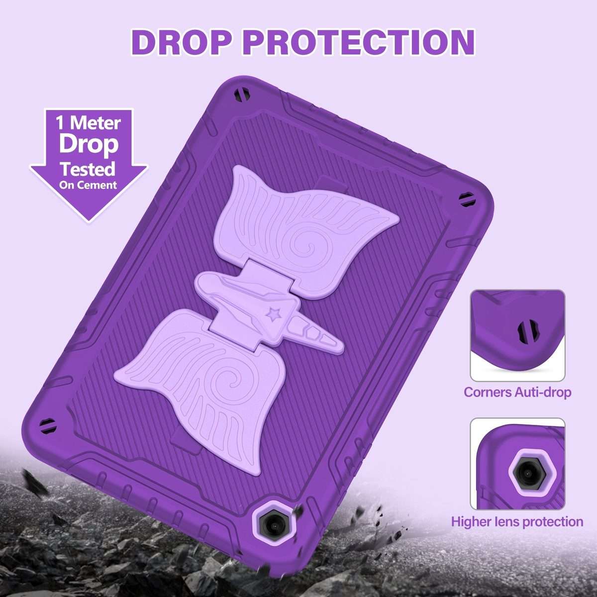 For Samsung Galaxy A9+ Kickstand PC Hybrid Silicone Tablet Case(Purple)