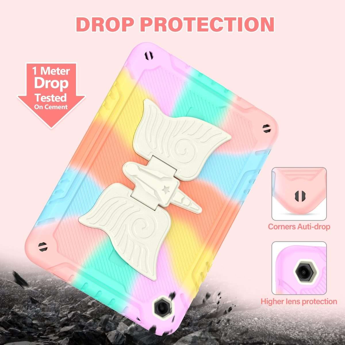 For Samsung Galaxy A9+ Kickstand PC Hybrid Silicone Tablet Case(Colorful Rose Gold)