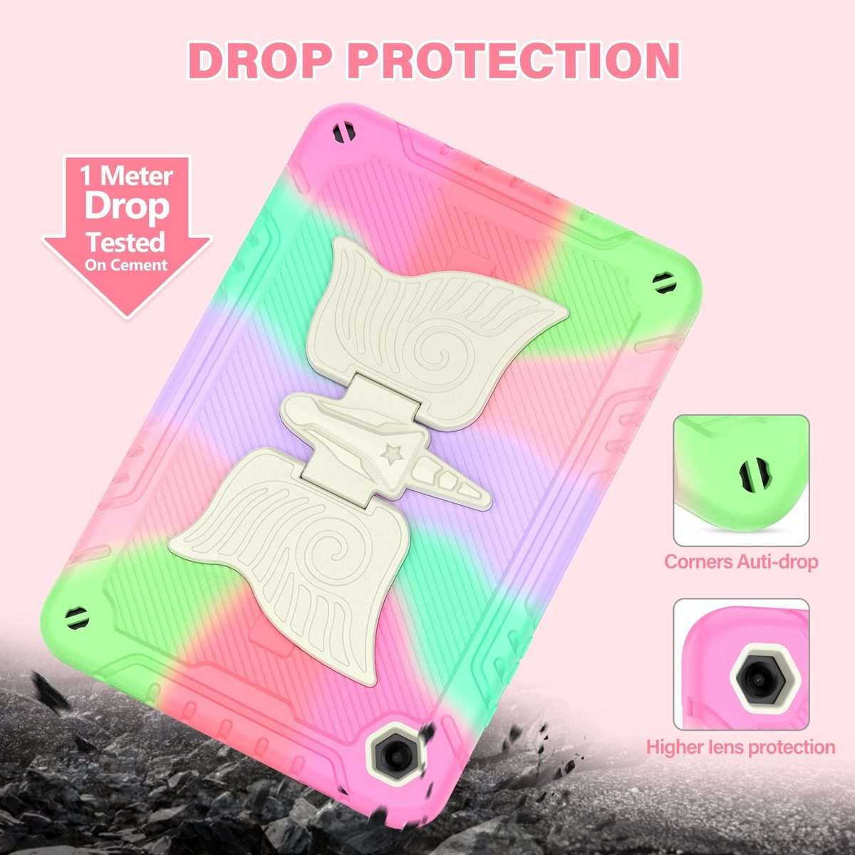 For Samsung Galaxy A9+ Kickstand PC Hybrid Silicone Tablet Case(Colorful Rose Red)