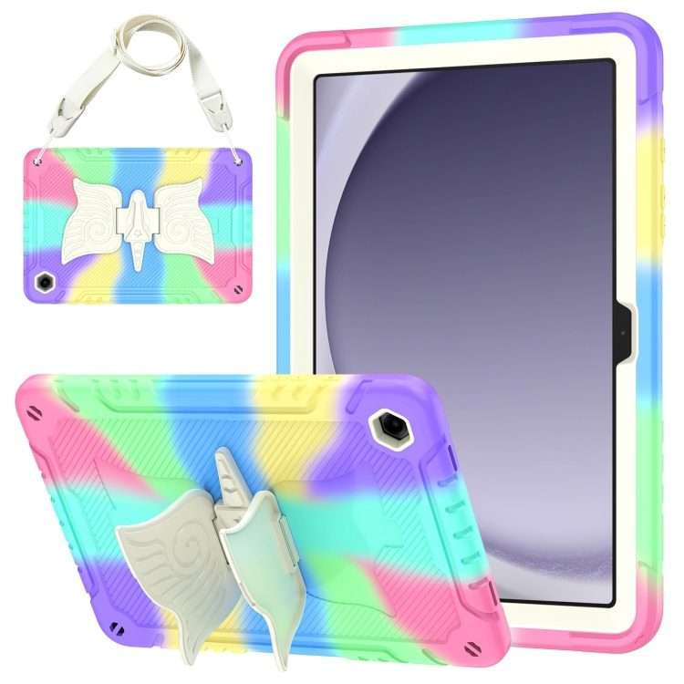 For Samsung Galaxy A9+ Kickstand PC Hybrid Silicone Tablet Case(Colorful Purple)