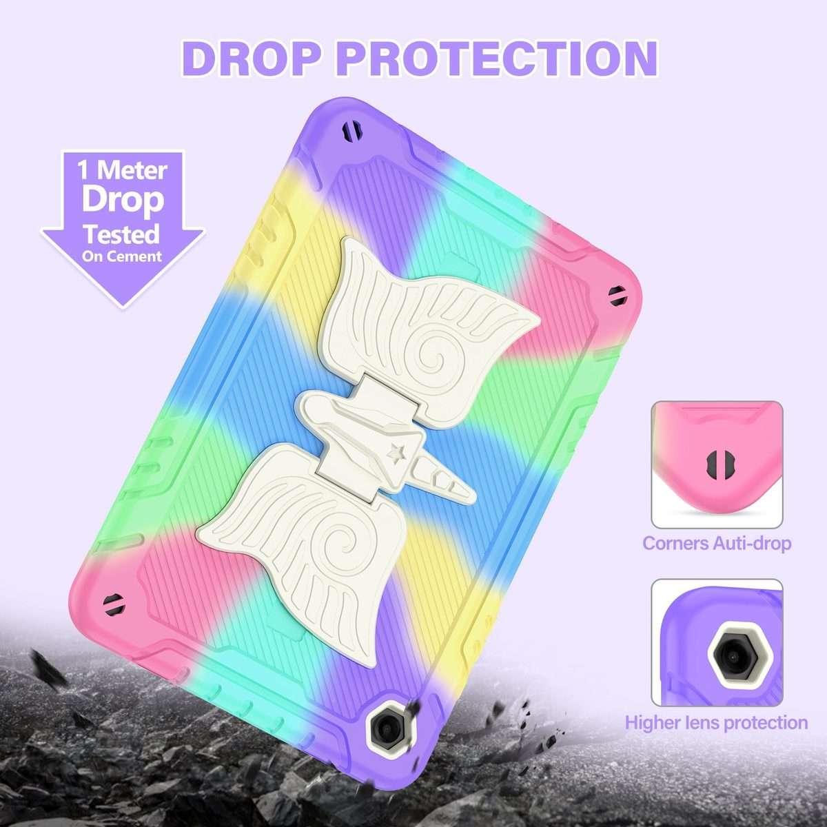 For Samsung Galaxy A9+ Kickstand PC Hybrid Silicone Tablet Case(Colorful Purple)