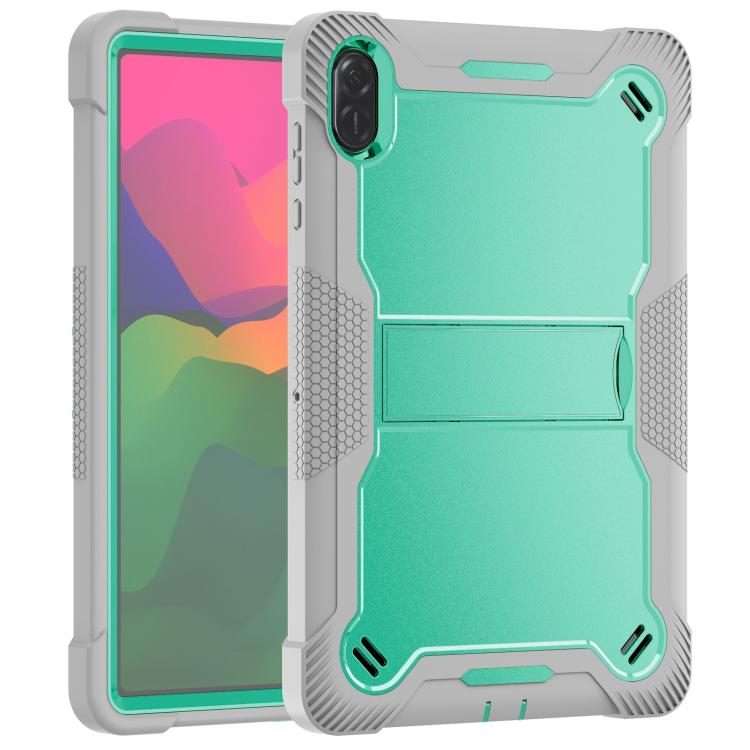 For Honor Pad X8a Shockproof Silicone Hybrid PC Tablet Case with Holder(Mint Green + Grey)