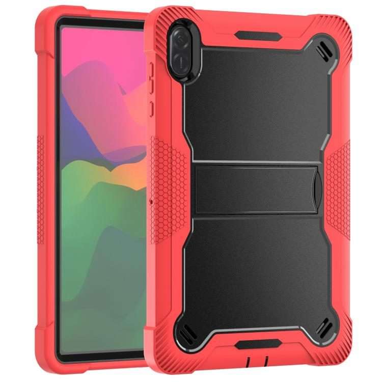 For Honor Pad X8a Shockproof Silicone Hybrid PC Tablet Case with Holder(Black + Red)