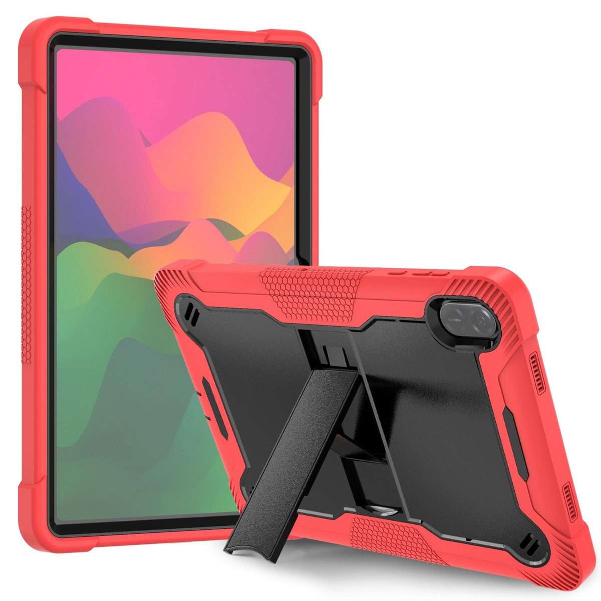 For Honor Pad X8a Shockproof Silicone Hybrid PC Tablet Case with Holder(Black + Red)