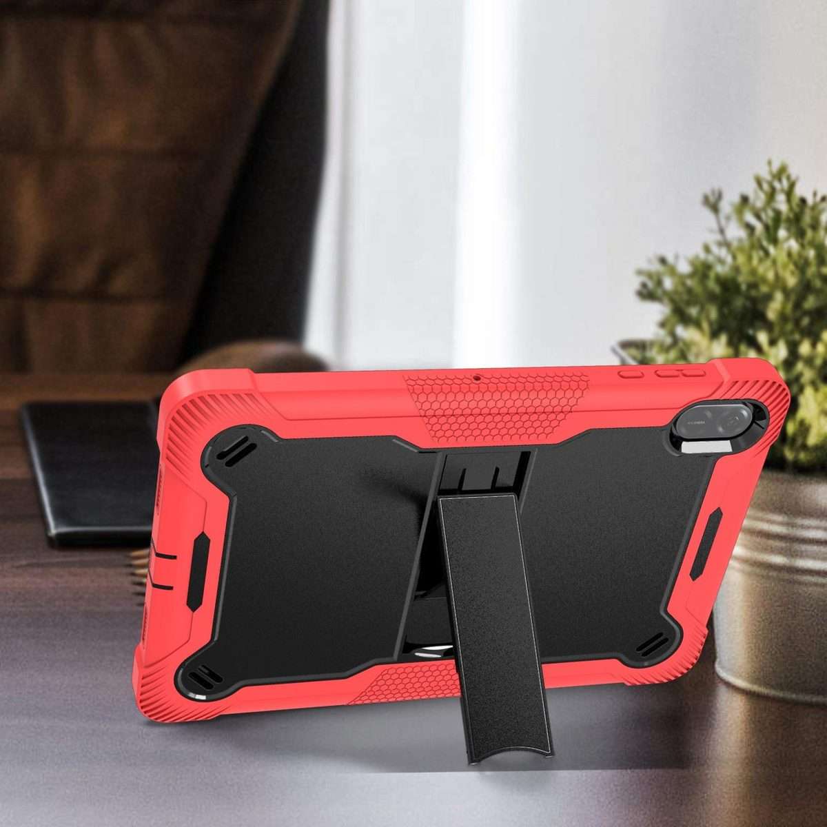 For Honor Pad X8a Shockproof Silicone Hybrid PC Tablet Case with Holder(Black + Red)