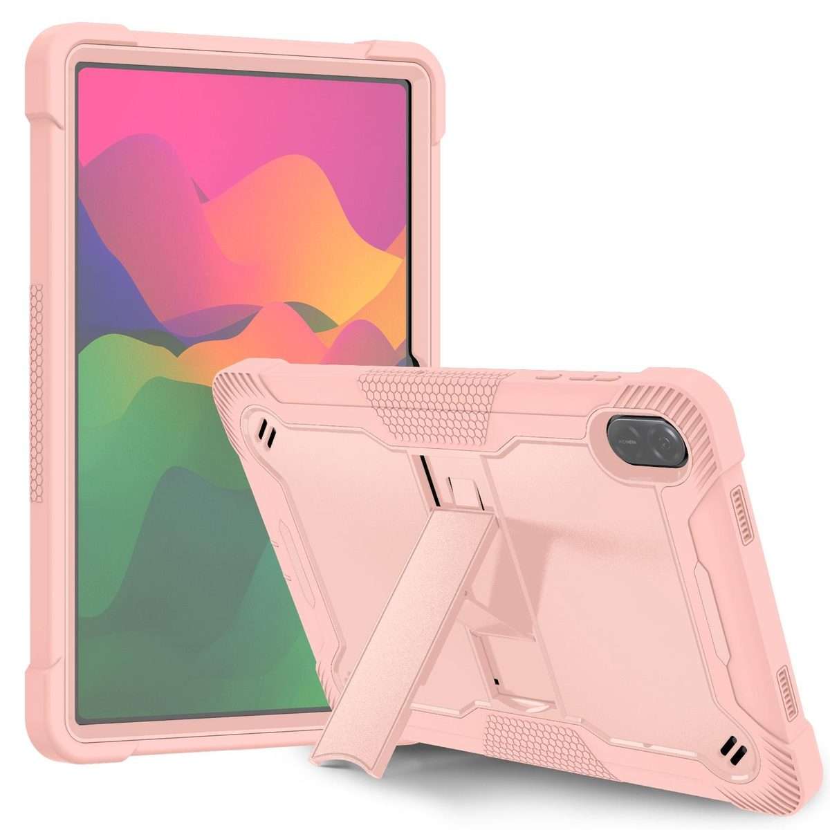 For Honor Pad X8a Shockproof Silicone Hybrid PC Tablet Case with Holder(Rose Gold)