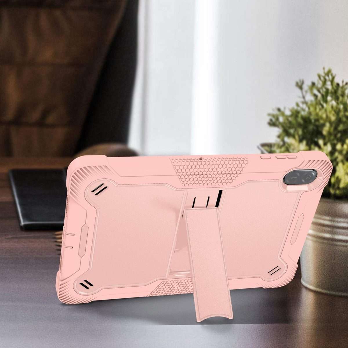 For Honor Pad X8a Shockproof Silicone Hybrid PC Tablet Case with Holder(Rose Gold)