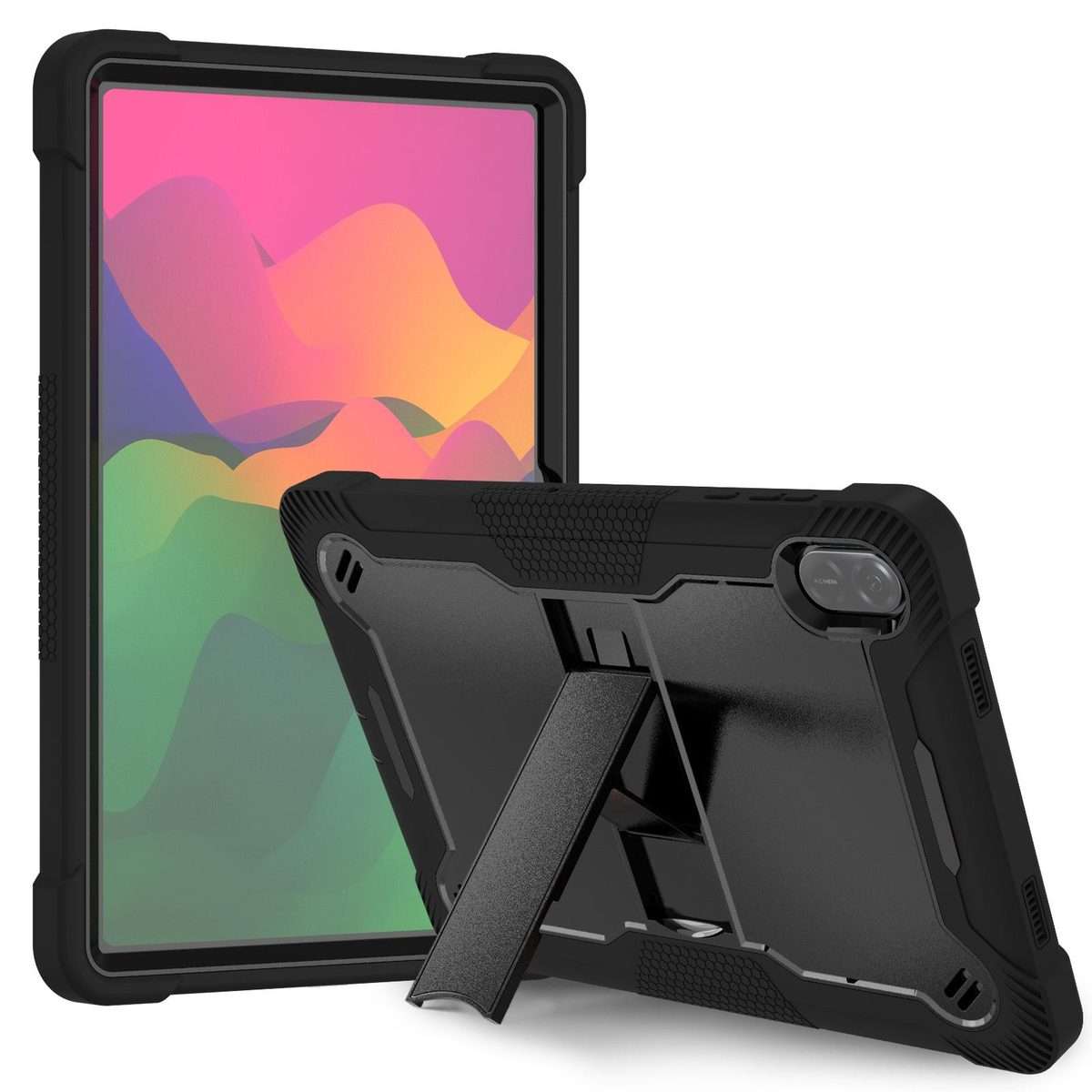For Honor Pad X8a Shockproof Silicone Hybrid PC Tablet Case with Holder(Black)