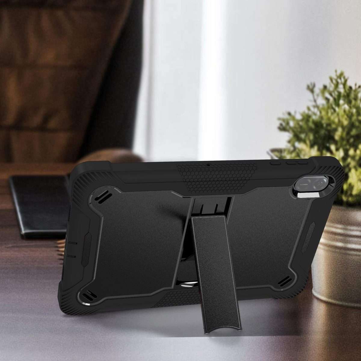 For Honor Pad X8a Shockproof Silicone Hybrid PC Tablet Case with Holder(Black)