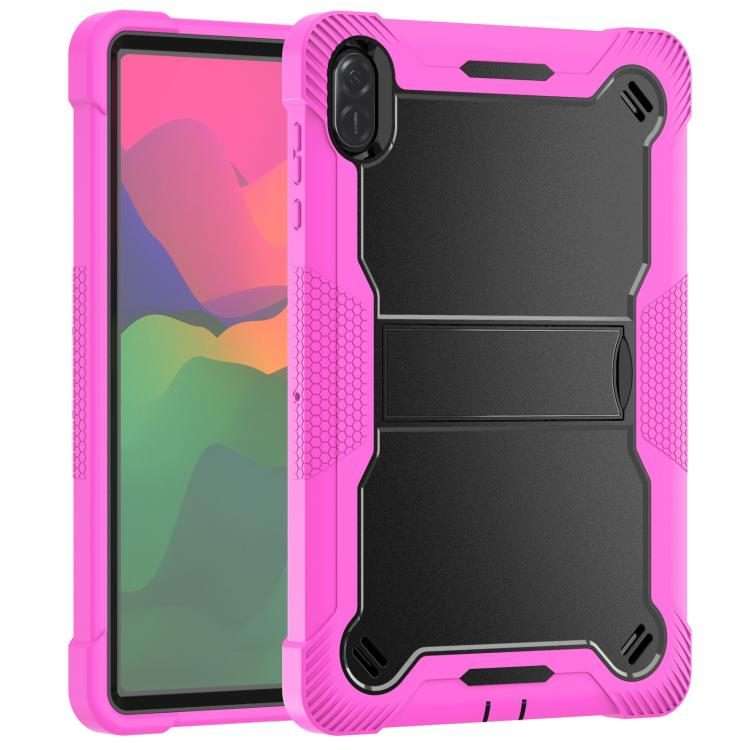 For Honor Pad X8a Shockproof Silicone Hybrid PC Tablet Case with Holder(Black + Rose Red)