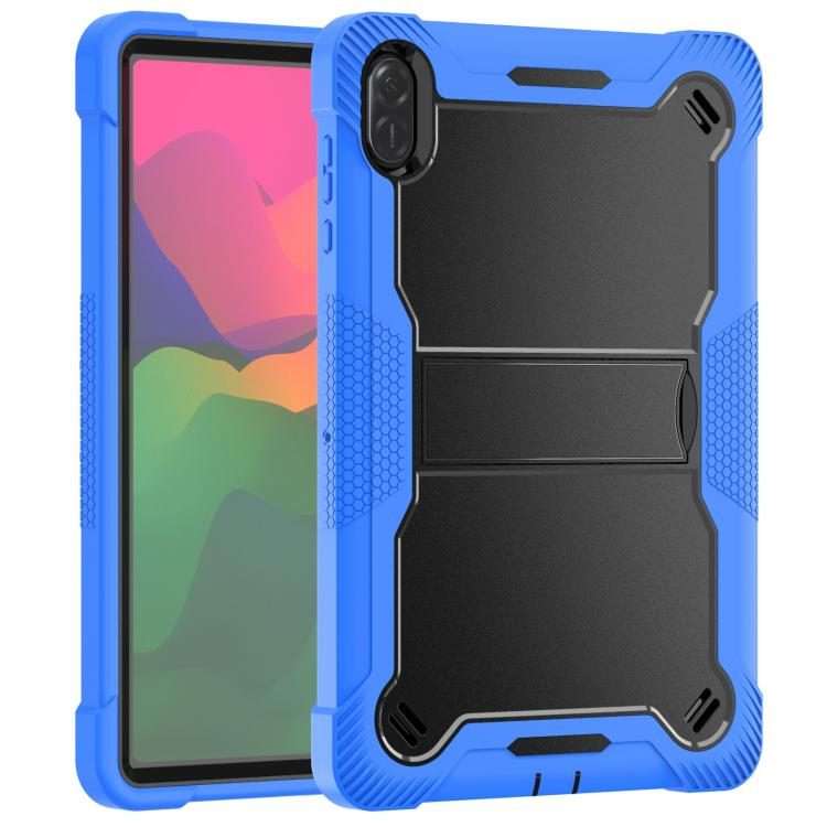 For Honor Pad X8a Shockproof Silicone Hybrid PC Tablet Case with Holder(Black + Dark Blue)