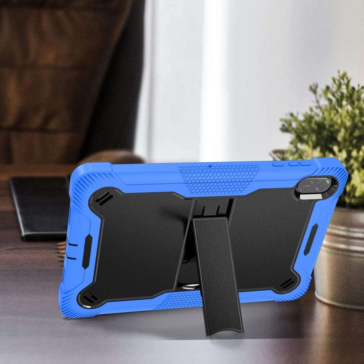 For Honor Pad X8a Shockproof Silicone Hybrid PC Tablet Case with Holder(Black + Dark Blue)