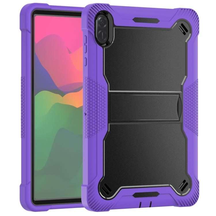 For Honor Pad X8a Shockproof Silicone Hybrid PC Tablet Case with Holder(Black + Purple)