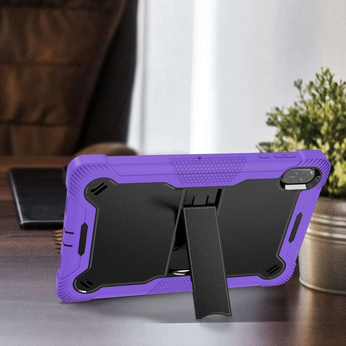 For Honor Pad X8a Shockproof Silicone Hybrid PC Tablet Case with Holder(Black + Purple)