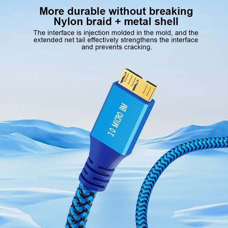 USB 3.0 Male To Micro USB 3.0 Male Braided Cable, Length:1m(Blue)