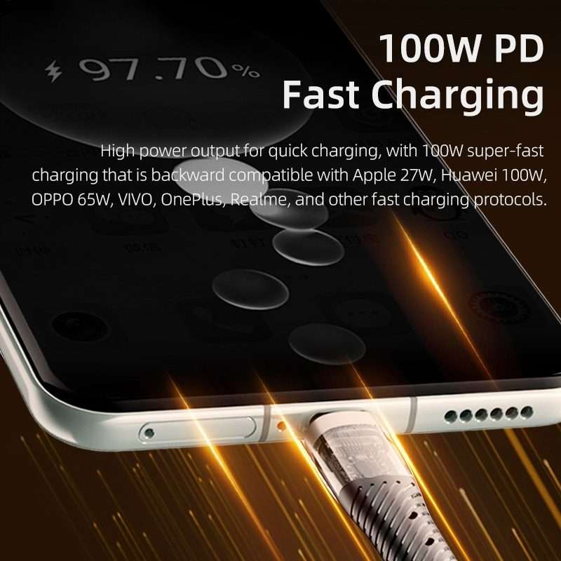 ROCK G20 Two to Three 5A USB+Type-C to 8 Pin+Type-C+Micro USB Fast Charging Data Cable ... (Black)