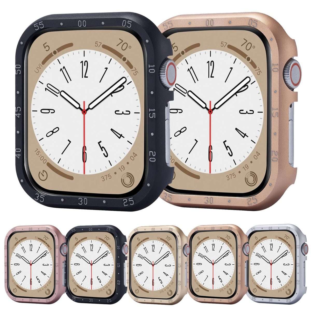 For Apple Watch Series 6 / 5 / 4 / SE 44mm Aluminum Alloy Watch Frame Case(Black)