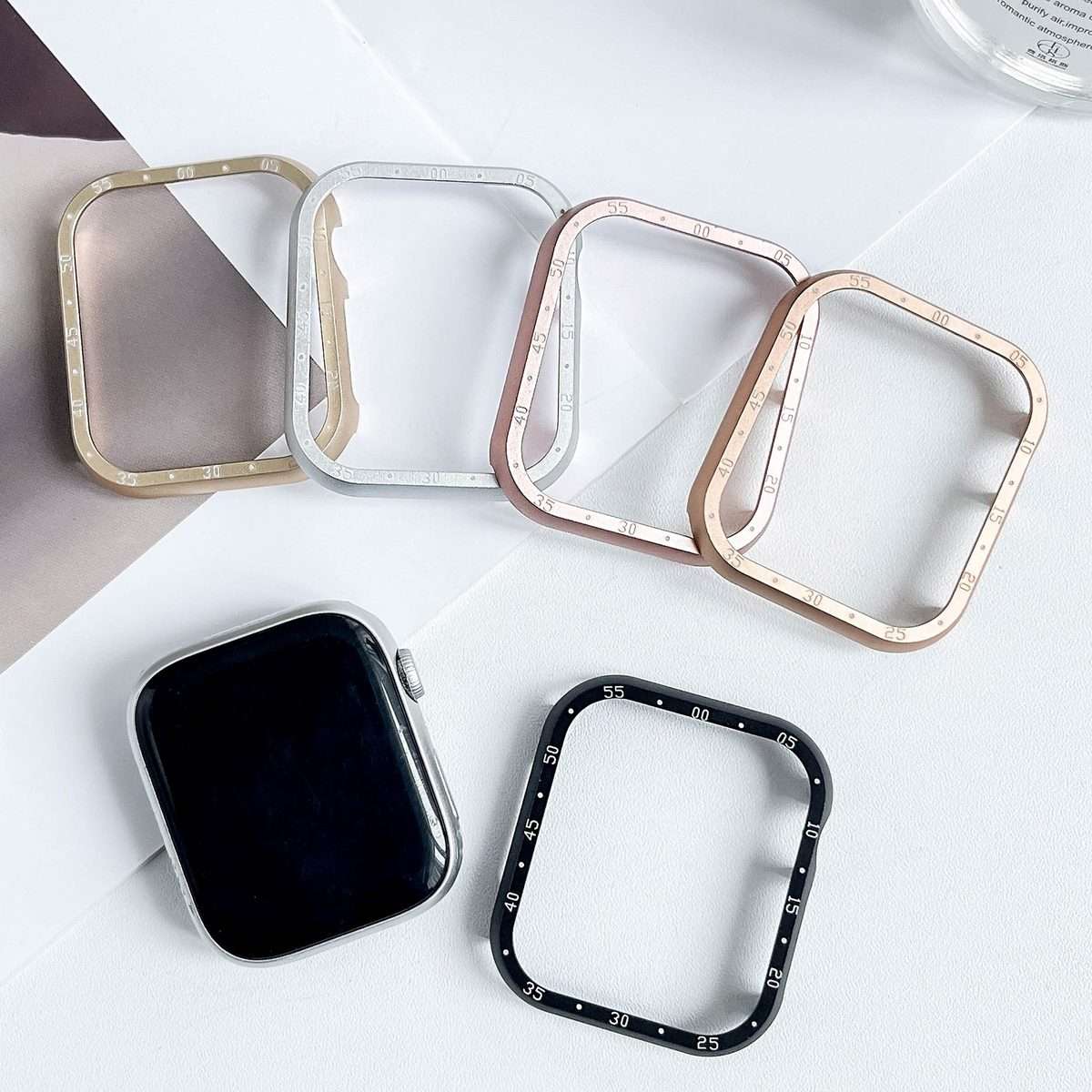 For Apple Watch Series 6 / 5 / 4 / SE 44mm Aluminum Alloy Watch Frame Case(Black)