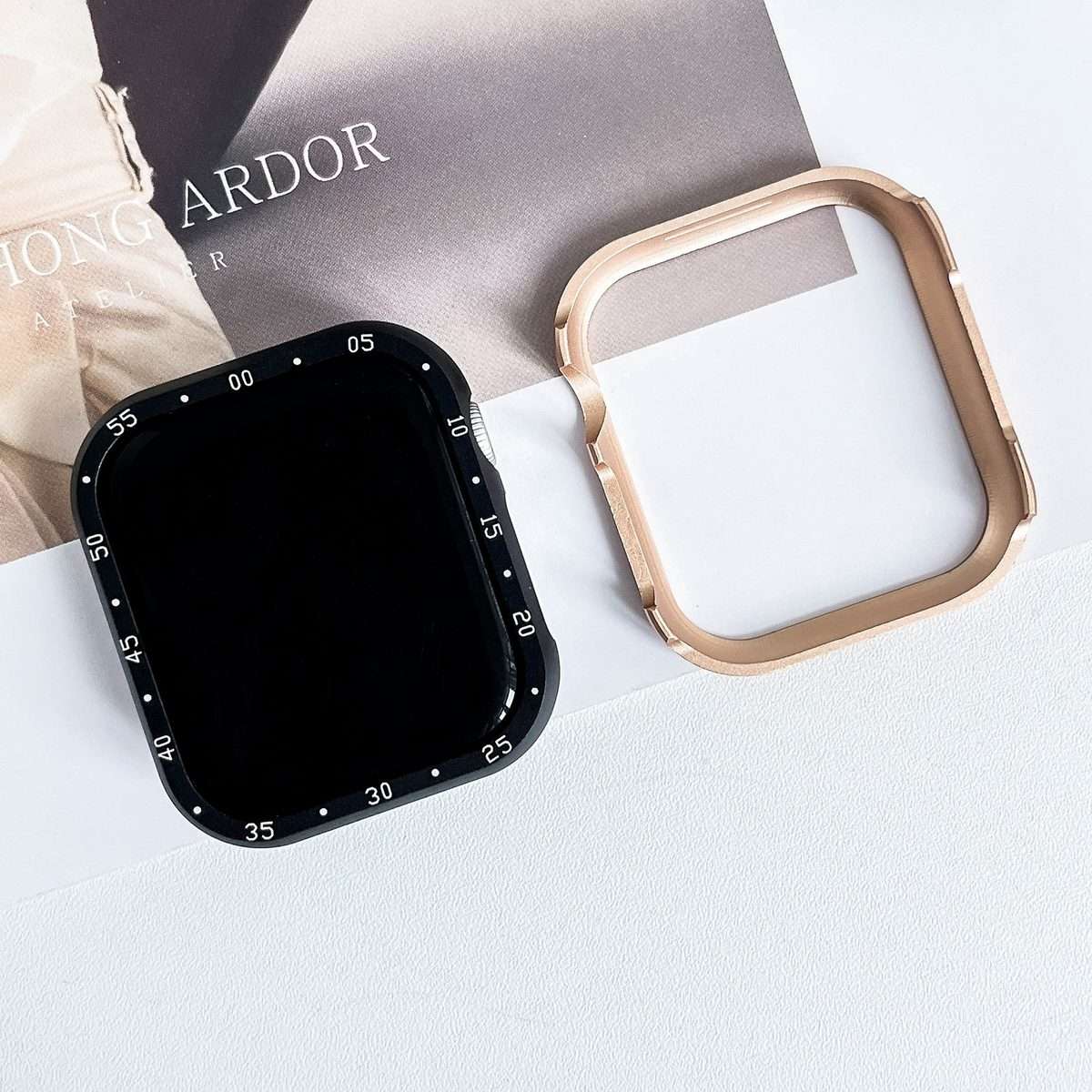 For Apple Watch Series 6 / 5 / 4 / SE 44mm Aluminum Alloy Watch Frame Case(Black)