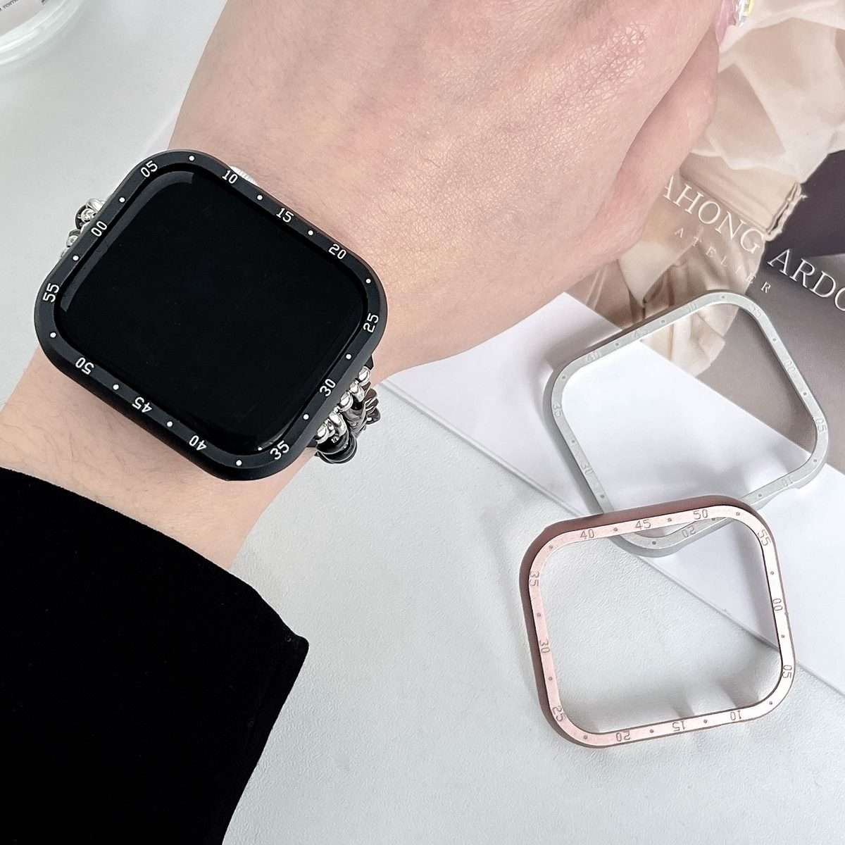 For Apple Watch Series 6 / 5 / 4 / SE 44mm Aluminum Alloy Watch Frame Case(Silver)