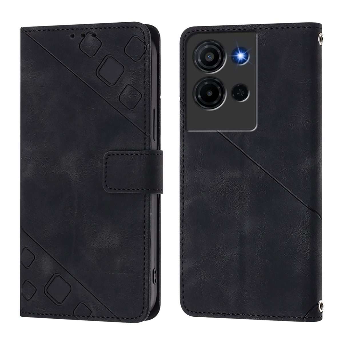 For TCL K32 5G / K33 Skin Feel Embossed Leather Phone Case(Black)