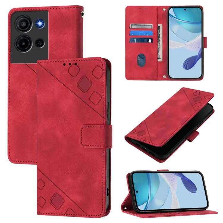 For TCL K32 5G / K33 Skin Feel Embossed Leather Phone Case(Red)