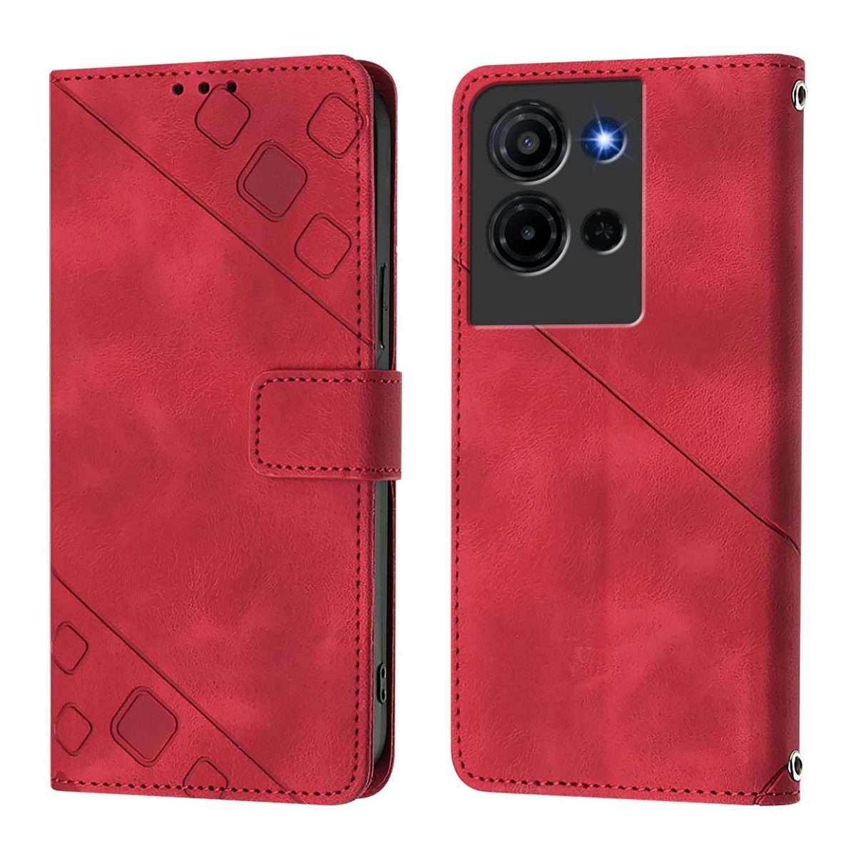 For TCL K32 5G / K33 Skin Feel Embossed Leather Phone Case(Red)