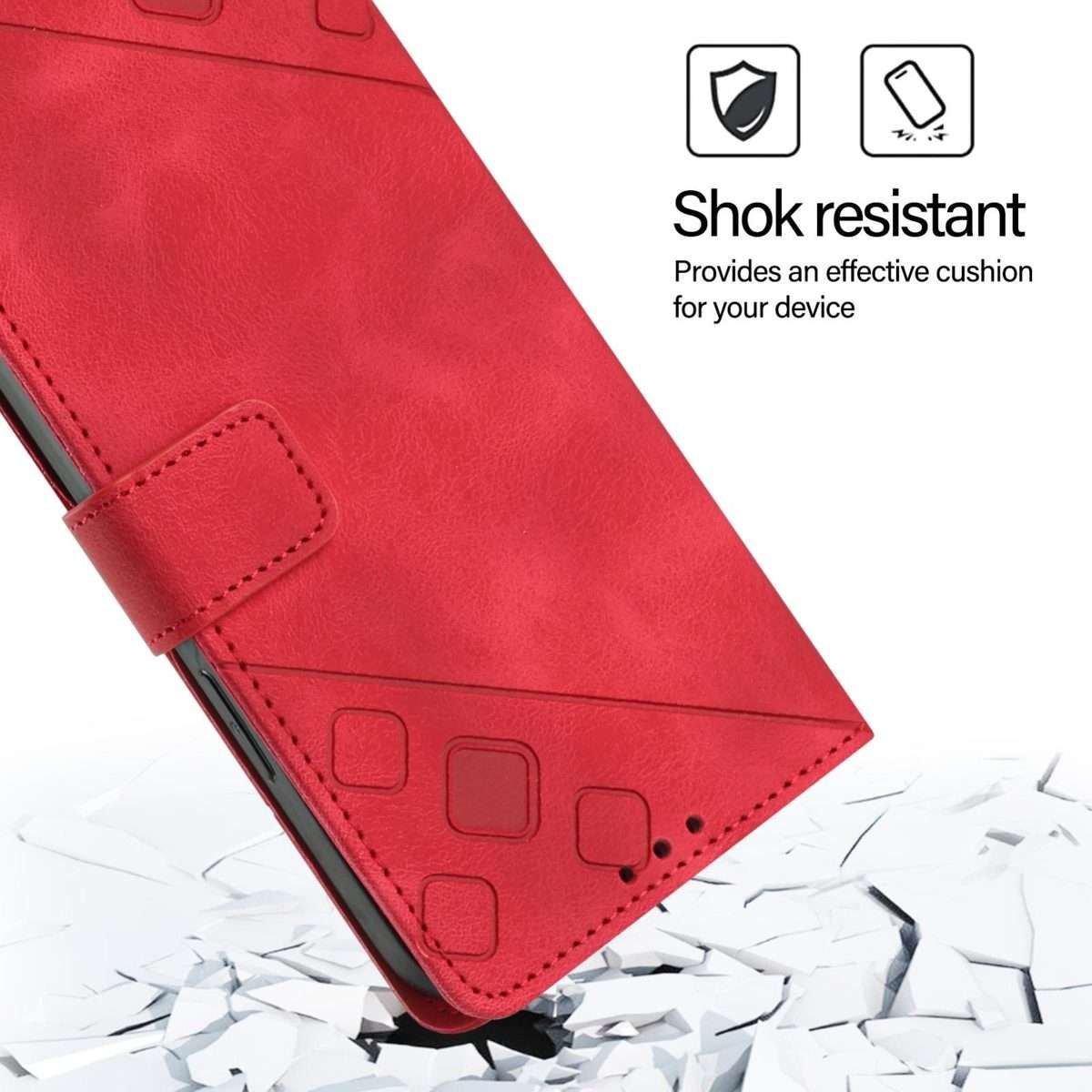 For TCL K32 5G / K33 Skin Feel Embossed Leather Phone Case(Red)