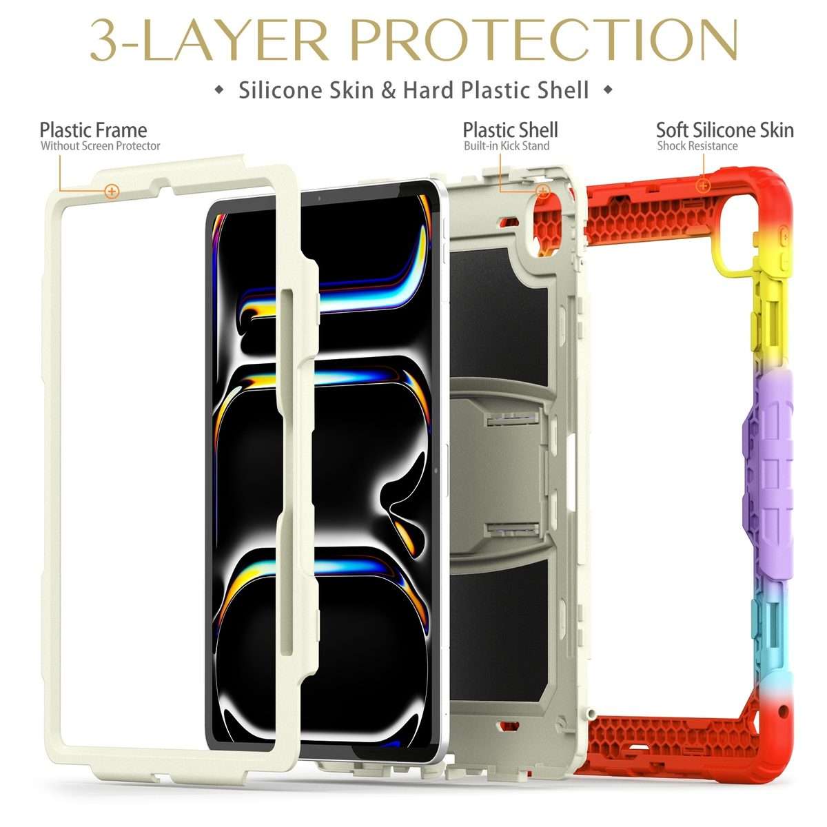 For iPad Pro 13 2025 / 2024 Silicone Hydric PC Tablet Case with Shoulder Stra ... (Camouflage Red)