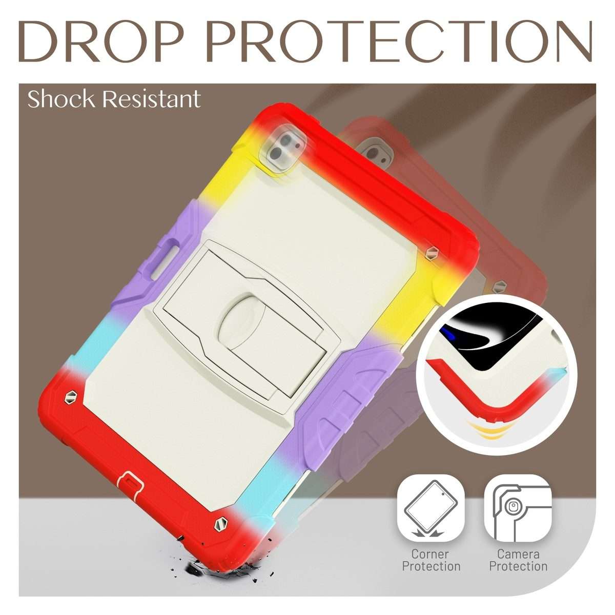 For iPad Pro 13 2025 / 2024 Silicone Hydric PC Tablet Case with Shoulder Stra ... (Camouflage Red)