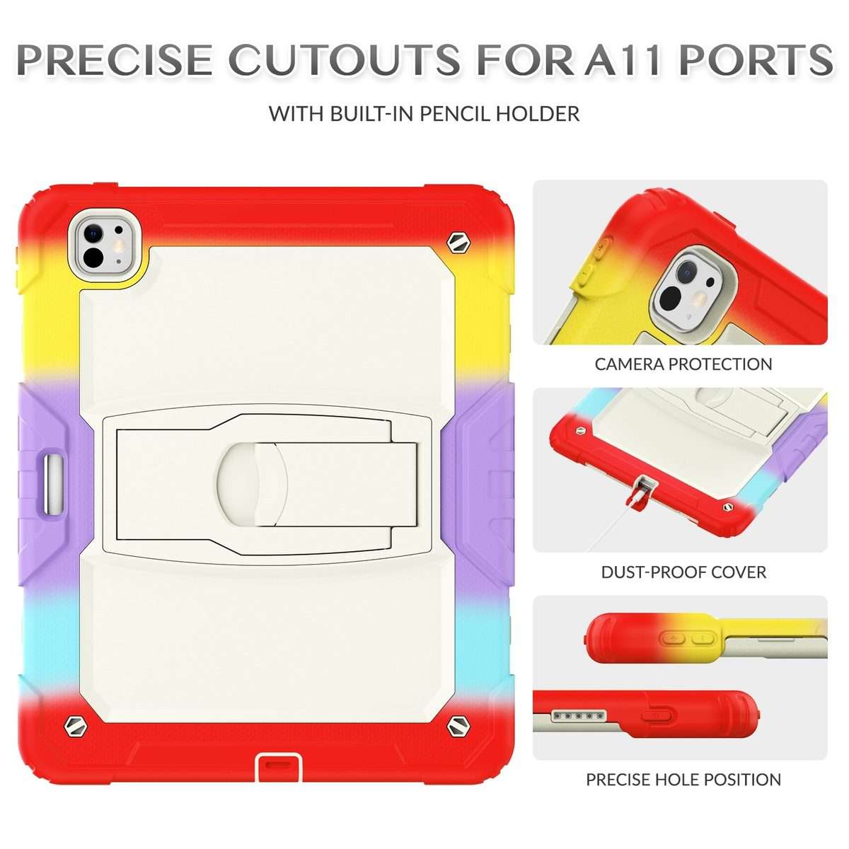 For iPad Pro 13 2025 / 2024 Silicone Hydric PC Tablet Case with Shoulder Stra ... (Camouflage Red)