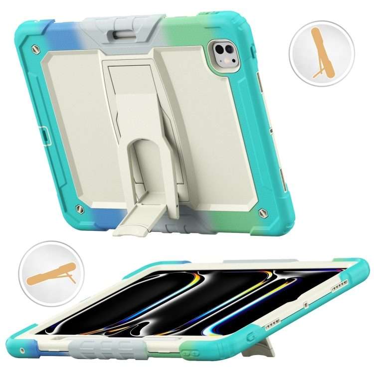 For iPad Pro 13 2025 / 2024 Silicone Hydric PC Tablet Case with Should ... (Camouflage Light Blue)