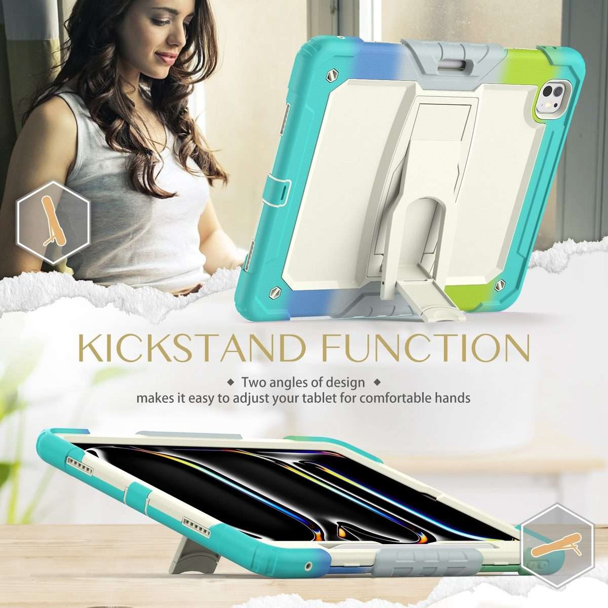 For iPad Pro 13 2025 / 2024 Silicone Hydric PC Tablet Case with Should ... (Camouflage Light Blue)