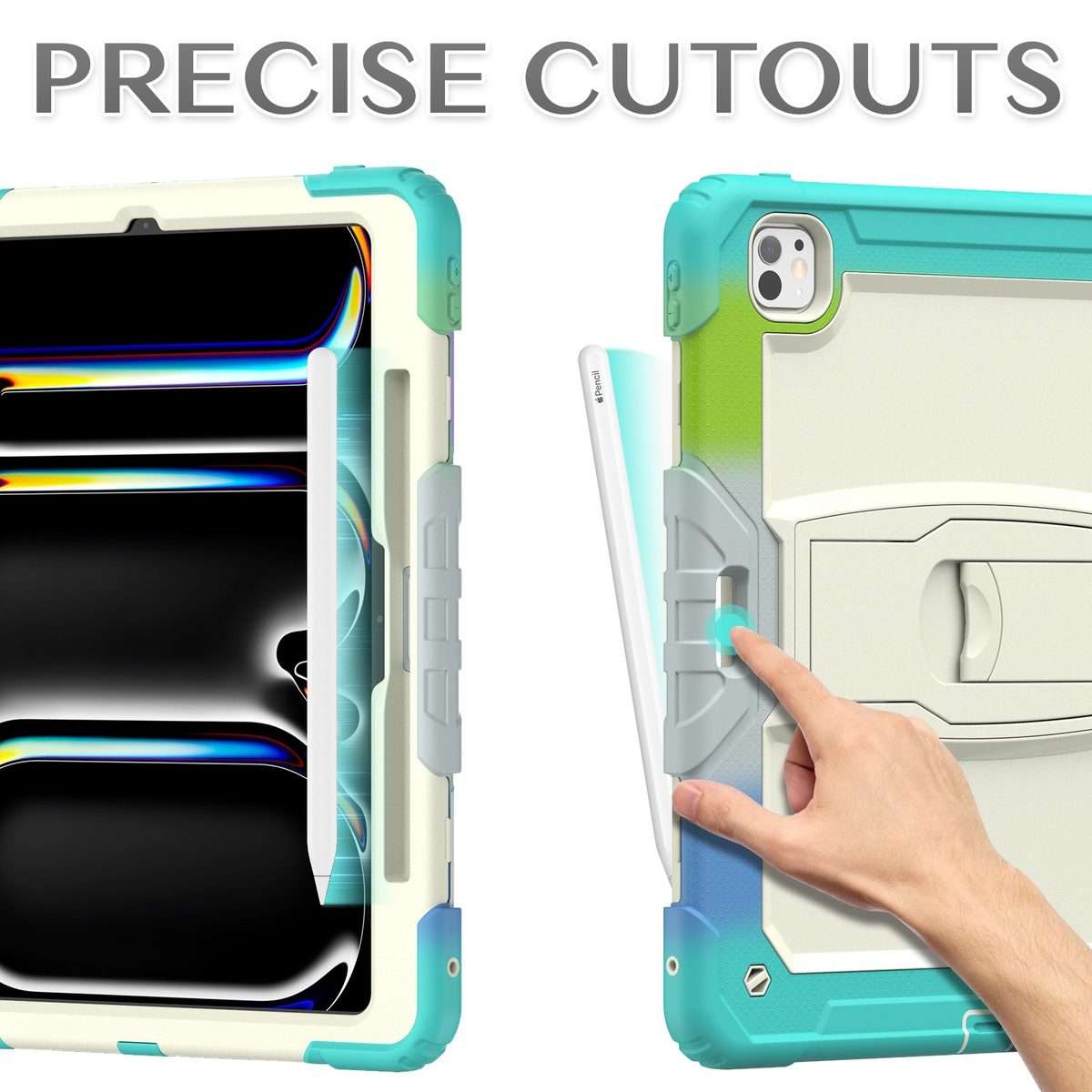For iPad Pro 13 2025 / 2024 Silicone Hydric PC Tablet Case with Should ... (Camouflage Light Blue)