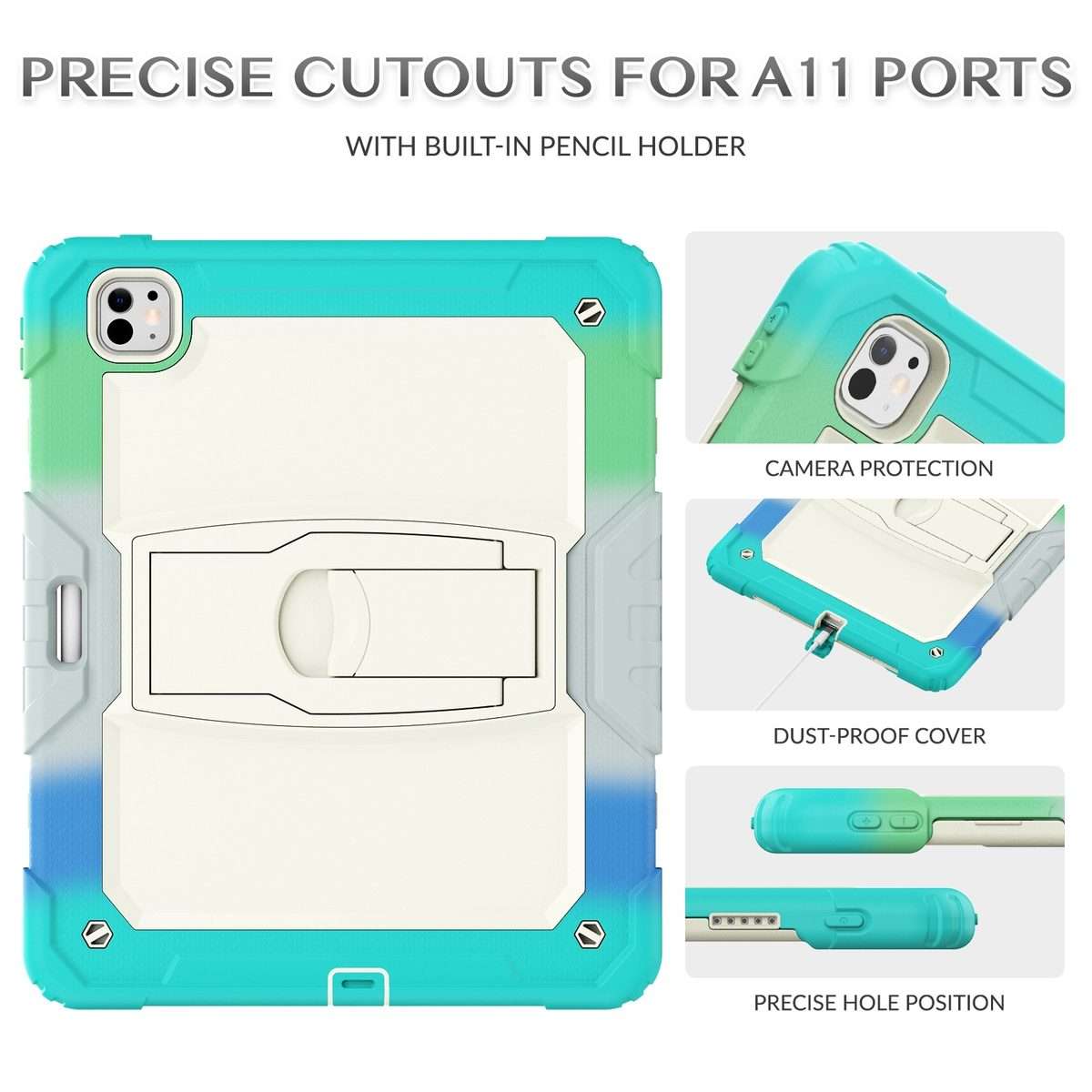 For iPad Pro 13 2025 / 2024 Silicone Hydric PC Tablet Case with Should ... (Camouflage Light Blue)