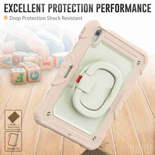 For iPad Air 11 2026 / 2025 / 2024 Handle Silicone Hydric PC Tablet Case with Shou ... (Rose Gold)