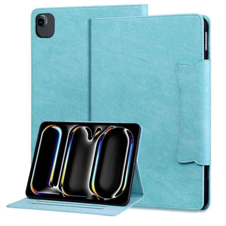 For iPad Pro 12.9 2022 / 2021 / 2020 / 2018 Cat Buckle Leather Smart Tablet Case(Sky Blue)