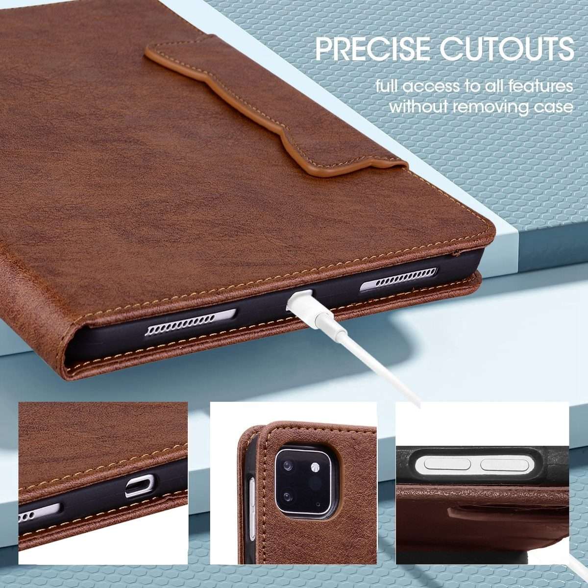 For iPad Pro 12.9 2022 / 2021 / 2020 / 2018 Cat Buckle Leather Smart Tablet Case(Brown)
