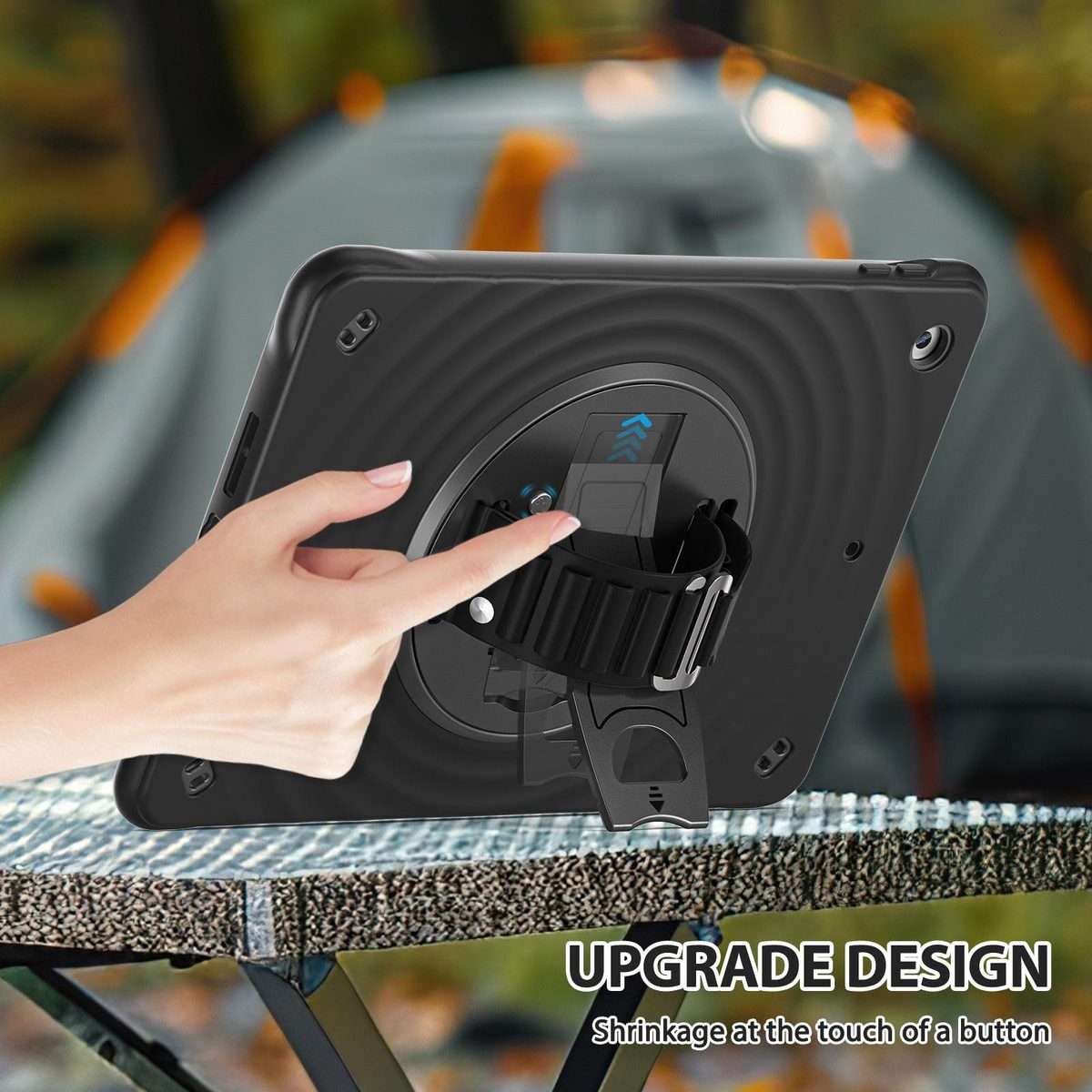 For iPad 10.2 2021 / 2020 / 2019 Rotation Holder Silicone Hybrid PC Tablet Case(Black)