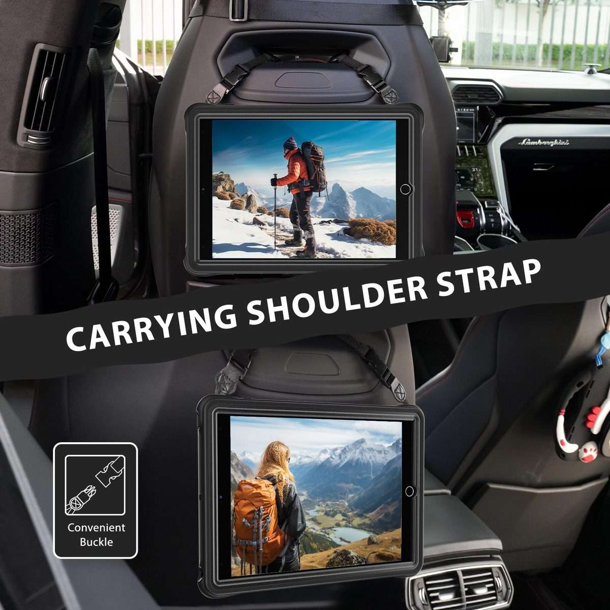 For iPad 10.2 2021 / 2020 / 2019 Rotation Holder Silicone Hybrid PC Tablet Case(Black)