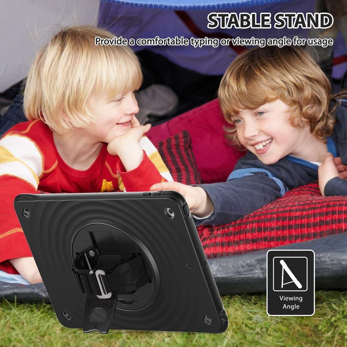 For iPad 10.2 2021 / 2020 / 2019 Rotation Holder Silicone Hybrid PC Tablet Case(Black)