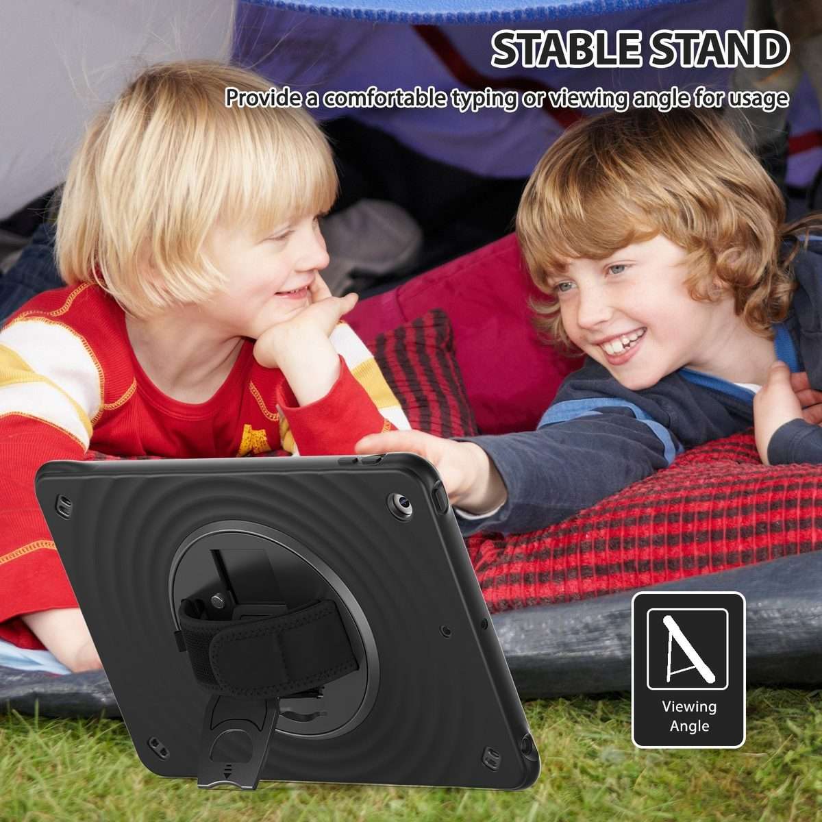 For iPad 10.2 2021 / 2020 / 2019 Rotation Holder Silicone Hybrid PC Tablet Case(Black)