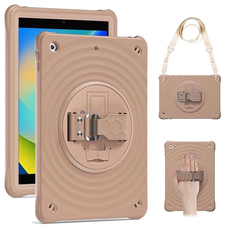 For iPad 10.2 2021 / 2020 / 2019 Rotation Holder Silicone Hybrid PC Tablet Case(Light Coffee)