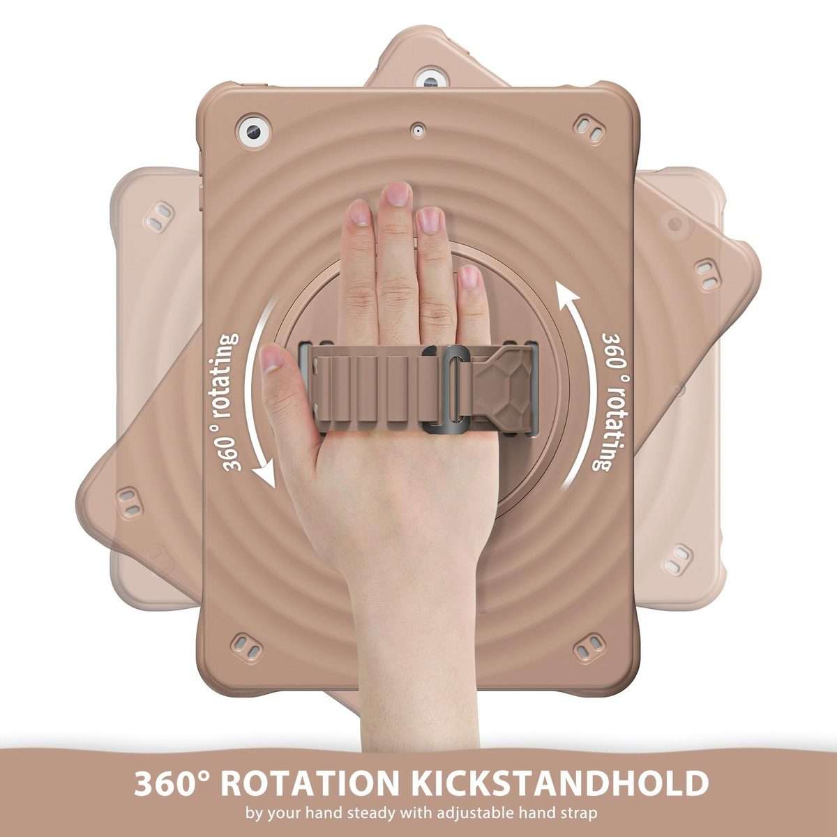 For iPad 10.2 2021 / 2020 / 2019 Rotation Holder Silicone Hybrid PC Tablet Case(Light Coffee)