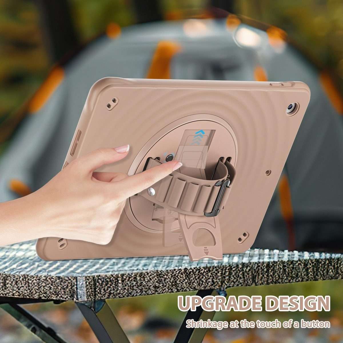 For iPad 10.2 2021 / 2020 / 2019 Rotation Holder Silicone Hybrid PC Tablet Case(Light Coffee)