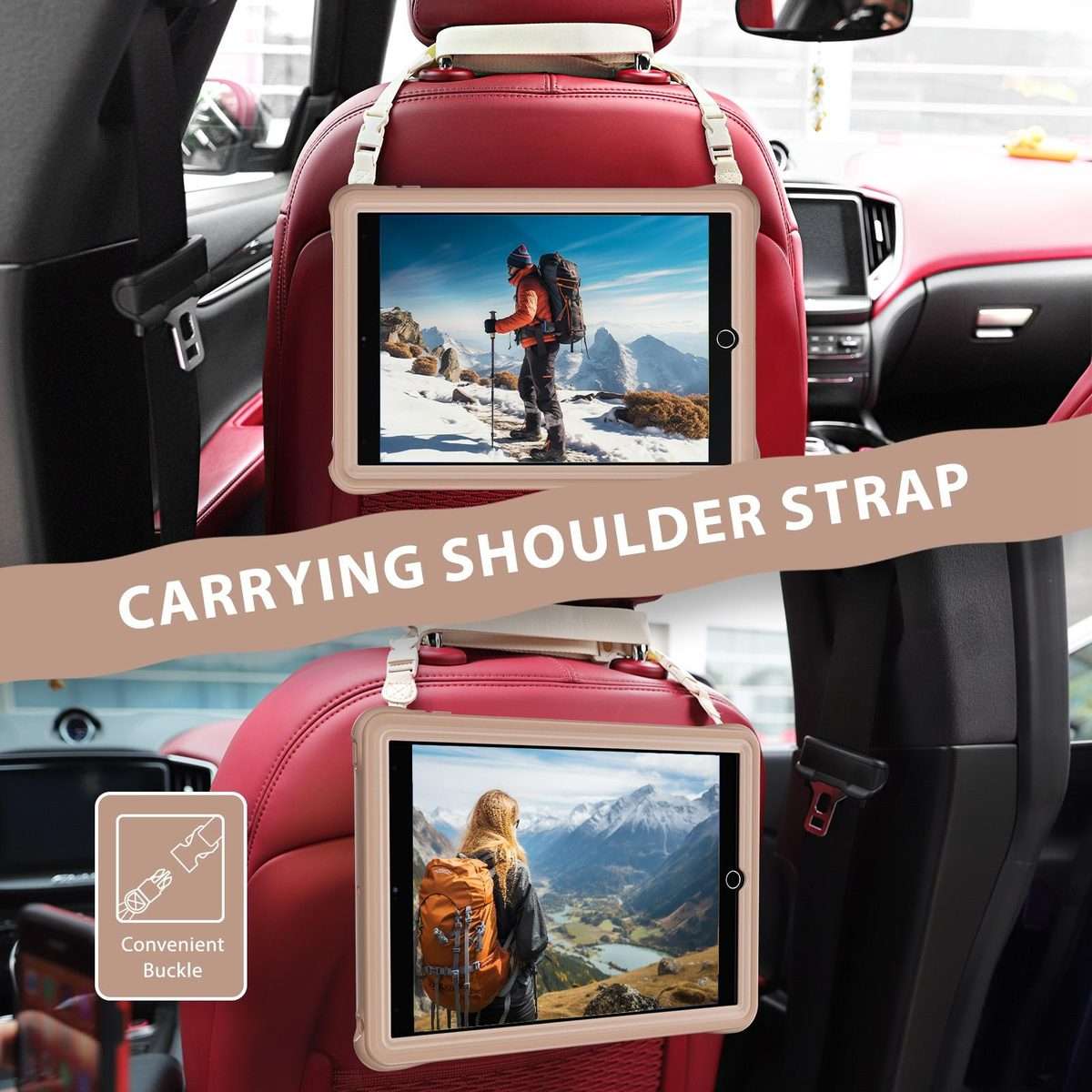 For iPad 10.2 2021 / 2020 / 2019 Rotation Holder Silicone Hybrid PC Tablet Case(Light Coffee)