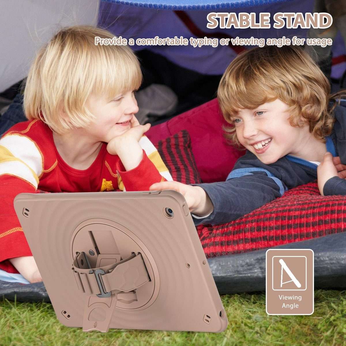 For iPad 10.2 2021 / 2020 / 2019 Rotation Holder Silicone Hybrid PC Tablet Case(Light Coffee)